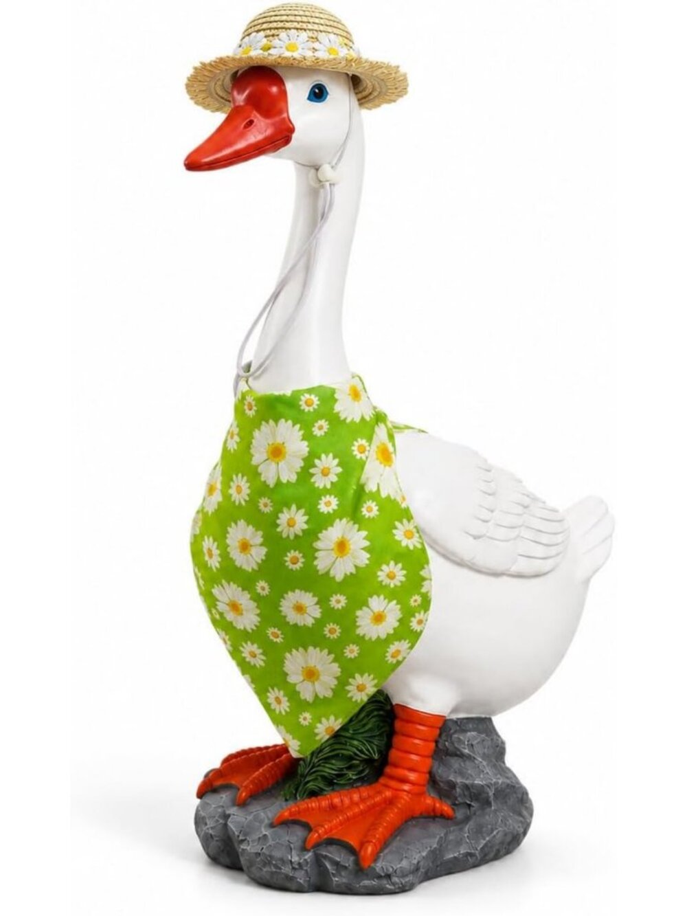 Charming 20" Large Goose Statue with Daisy Flower Outfit for Porch Decor